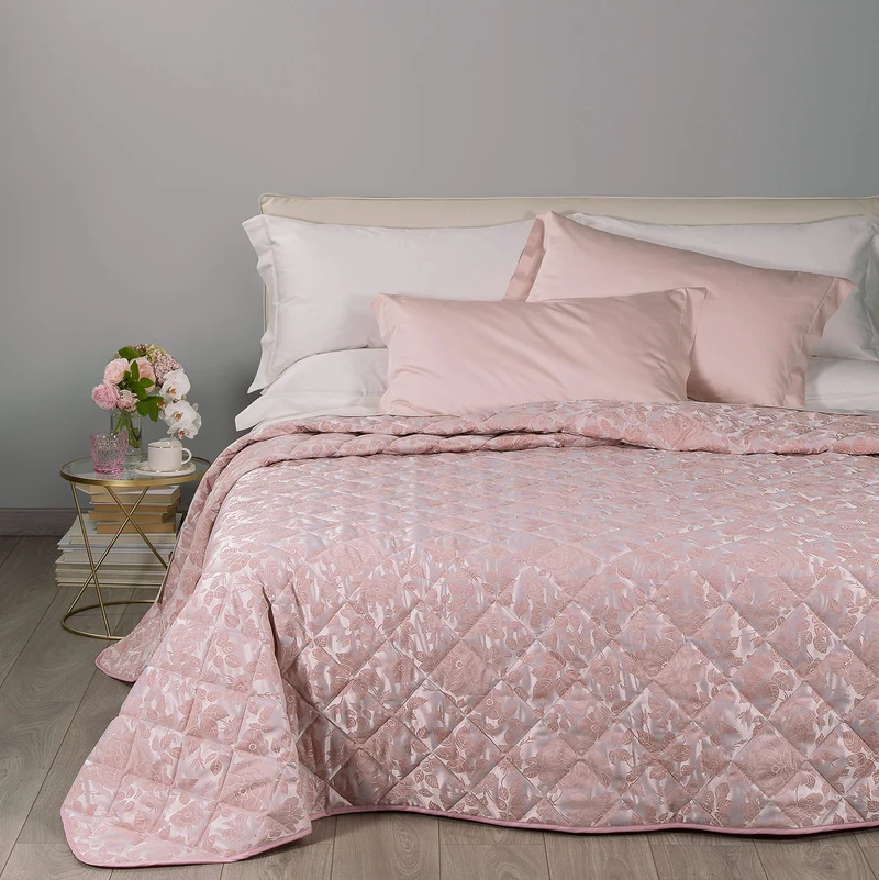 Copriletto Primaverile floral in Raso Jacquard 80 gr/mq