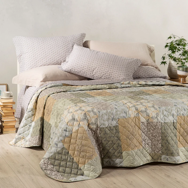 Copriletto Primaverile green village in Cotone 80 gr/mq
