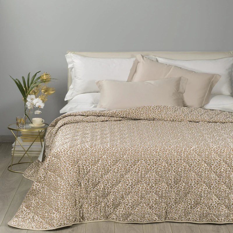Copriletto Primaverile leopard in Raso Jacquard 80 gr/mq