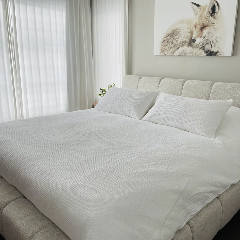 Ensemble housse en coton gaufré