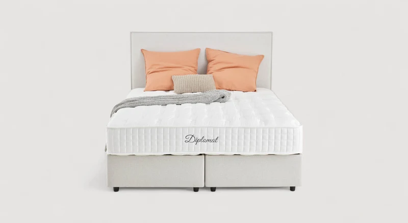 Pack lit coffre, matelas et tête de lit NINA Queens Beige