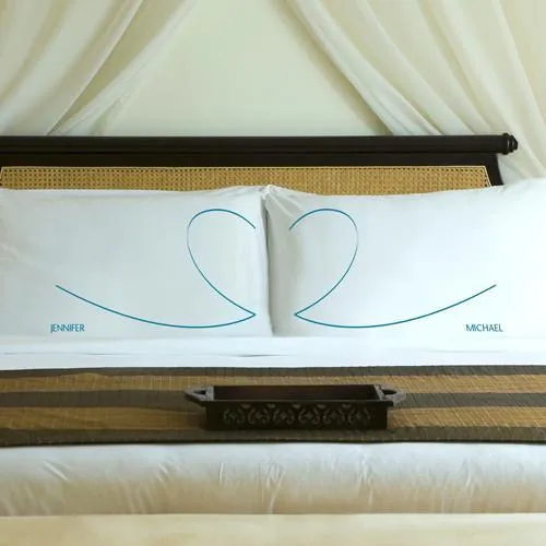 Blissful Blue Couples Heartstrings Personalized Pillow Case Set