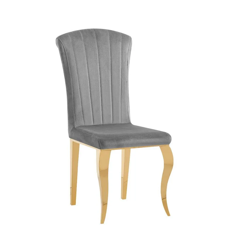 CHAISE LOUIS GOLD VELOURS ARDOISE