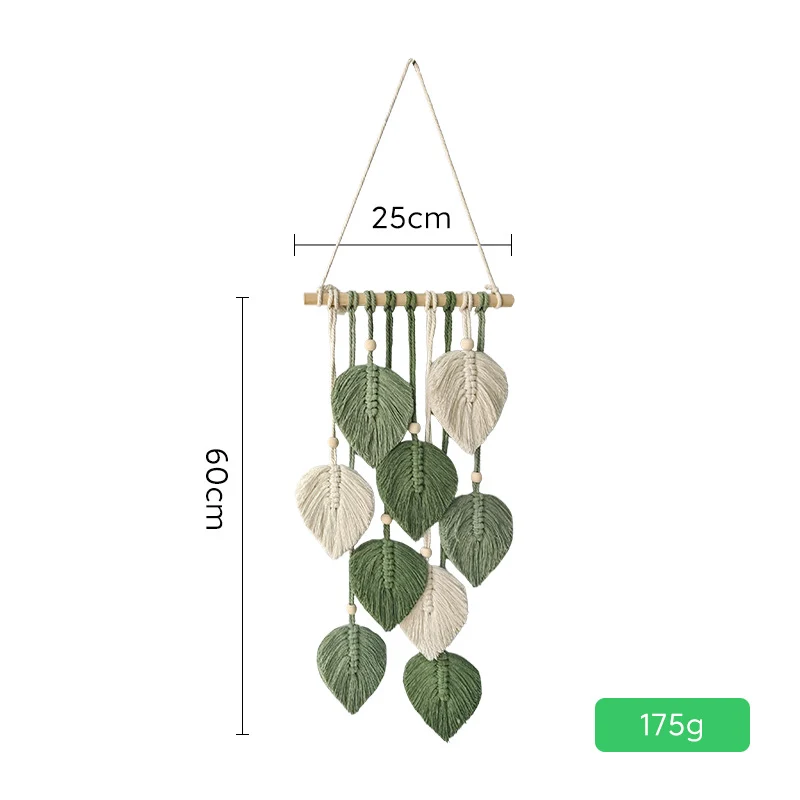 Wonderful Handmade Macrame Leaf Wall Hanging, Cotton Rope Woven Leaves Tapestry, Boho Tassel Wall Decor for Bedroom