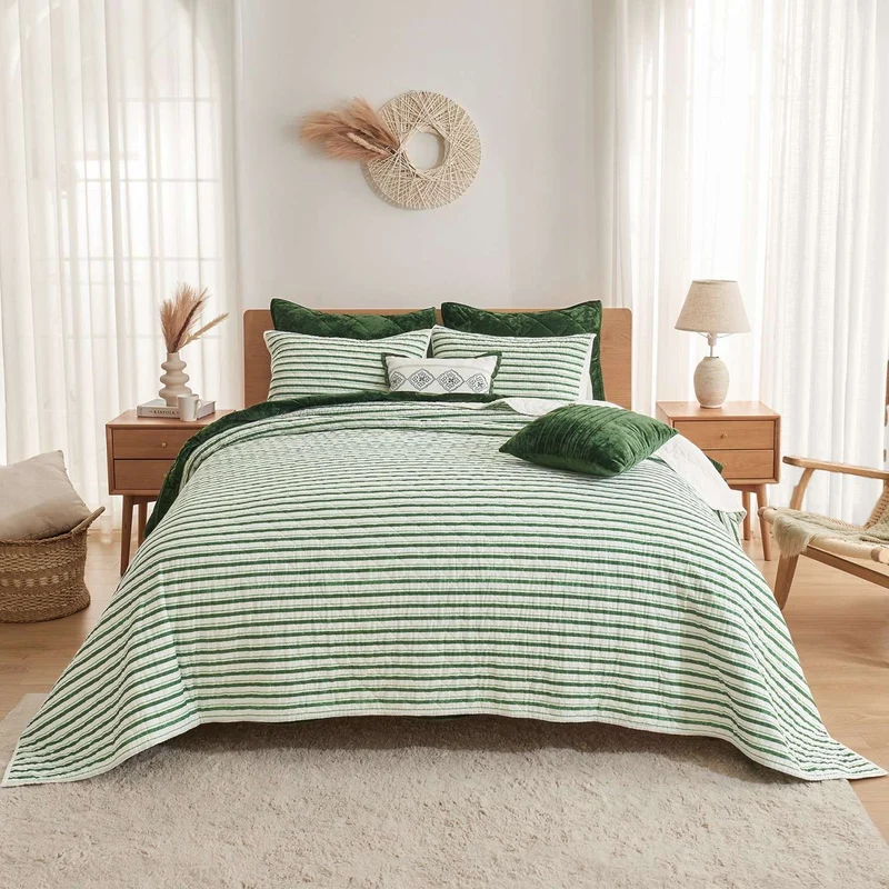 Wonderful® 5-Pc Cotton Quilt Set | Artisan Stripes & Luxe Cushions