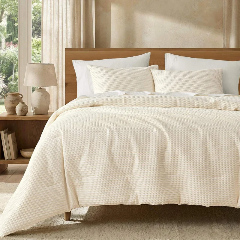 Wonderful Modern 3D Waffle Weave Cotton Comforter Set