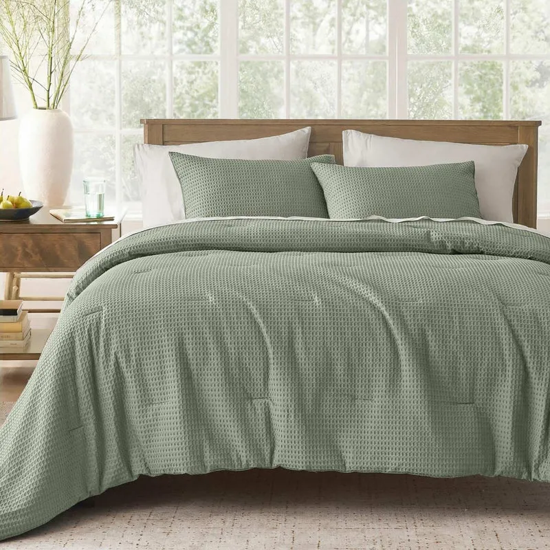 Wonderful Modern 3D Waffle Weave Cotton Comforter Set