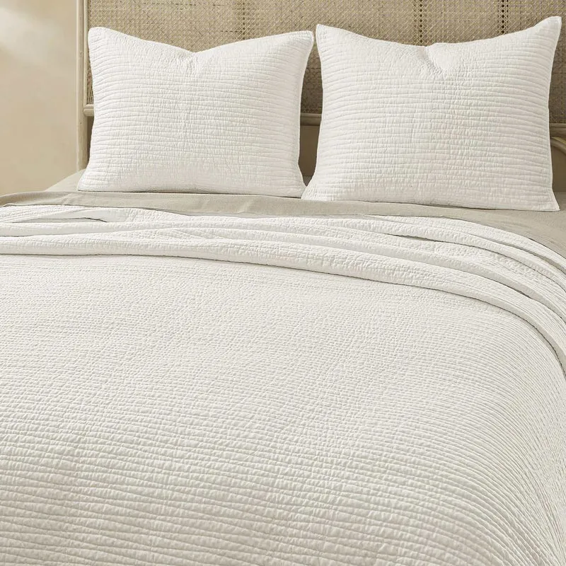 Wonderful Natural Linen Cotton - Wave Stitched Quilt set 3-Piece All-Season Bedding