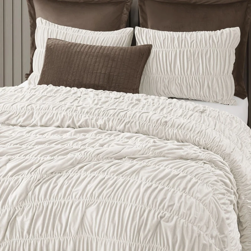 Wonderful Ruched Velvet Comforter Set - 3-Piece Lightweight All-Season Bedding