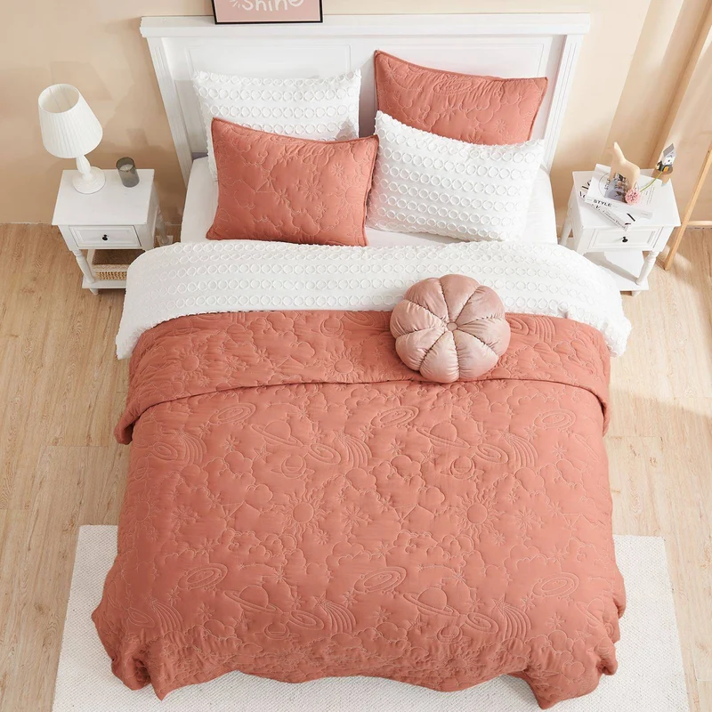 Wonderful Bedding Starry Sky Luxury Embroidered Teen Quilt Set for Teenagers