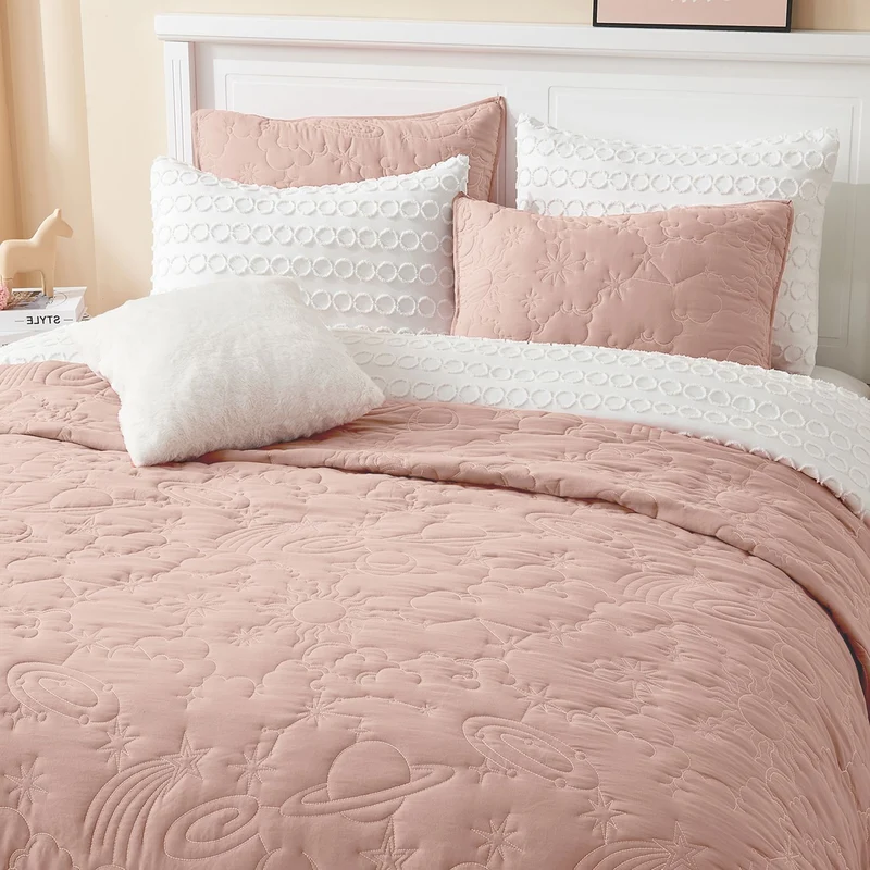 Wonderful Bedding Starry Sky Luxury Embroidered Teen Quilt Set for Teenagers