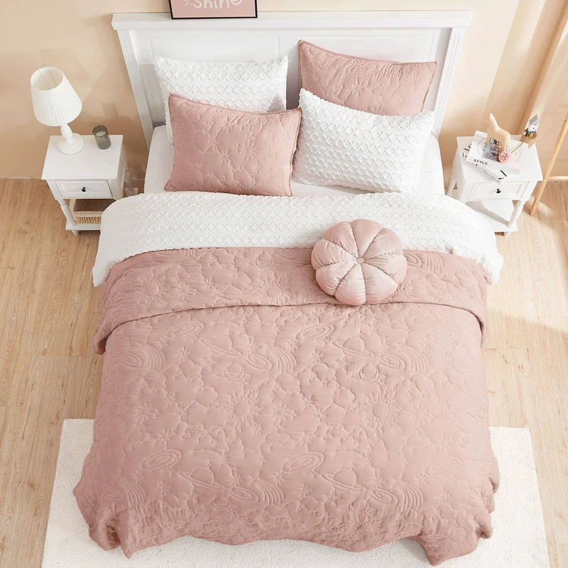 Wonderful Bedding Starry Sky Luxury Embroidered Teen Quilt Set for Teenagers
