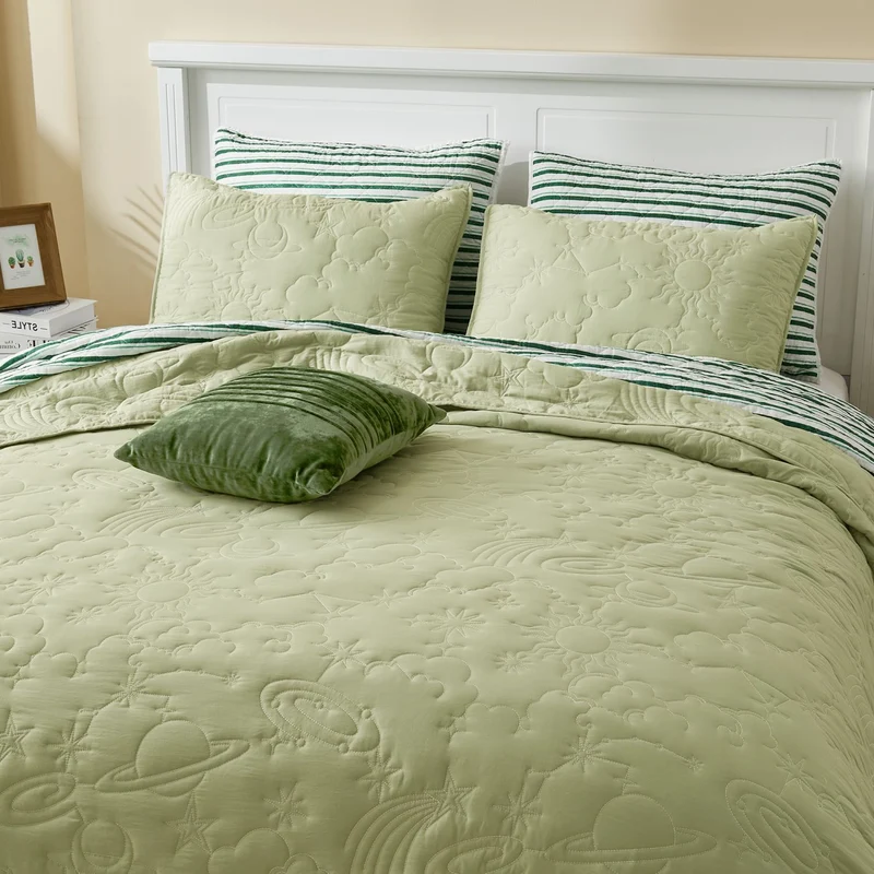 Wonderful Bedding Starry Sky Luxury Embroidered Teen Quilt Set for Teenagers