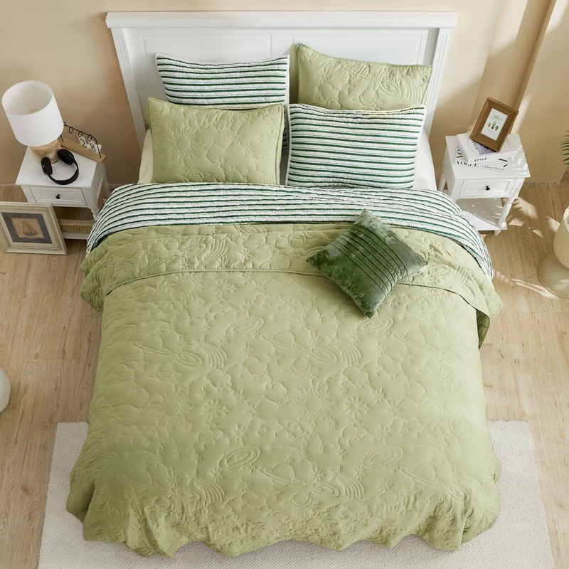 Wonderful Bedding Starry Sky Luxury Embroidered Teen Quilt Set for Teenagers