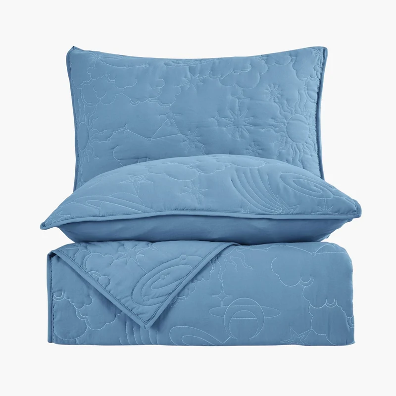 Wonderful Bedding Starry Sky Luxury Embroidered Teen Quilt Set for Teenagers