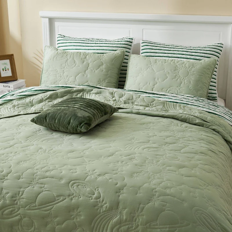 Wonderful Bedding Starry Sky Luxury Embroidered Teen Quilt Set for Teenagers