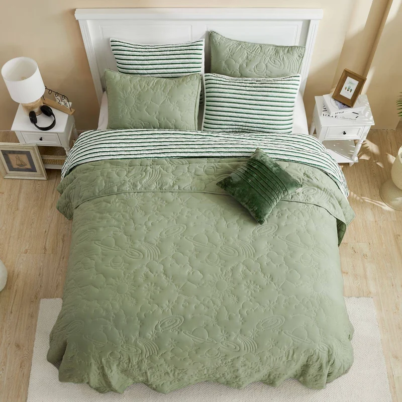 Wonderful Bedding Starry Sky Luxury Embroidered Teen Quilt Set for Teenagers