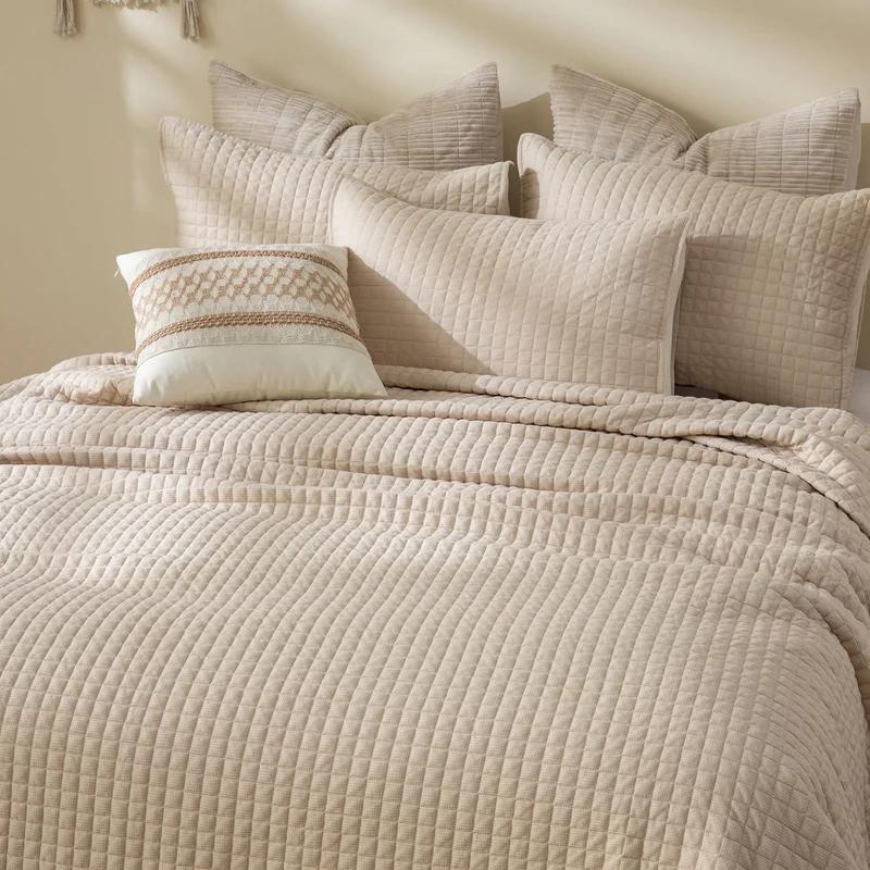 Wonderful Bedding Luxurious 3-Pieces Cotton-Feel Waffle Weave Quilt Set