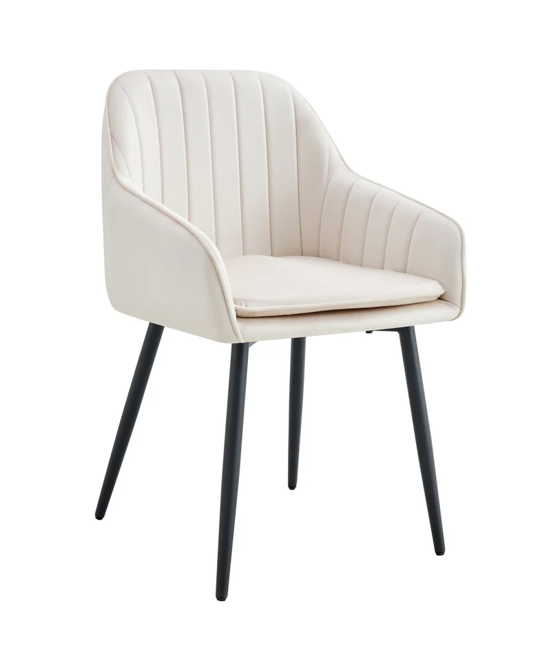 CHAISE PAMS PIED NOIR VELOURS BEIGE