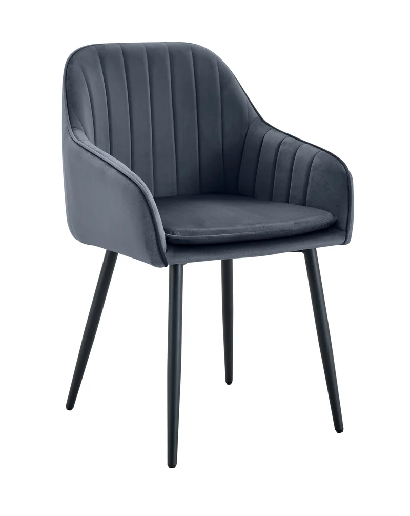CHAISE PAMS PIED METAL NOIR VELOURS ANTHRACITE