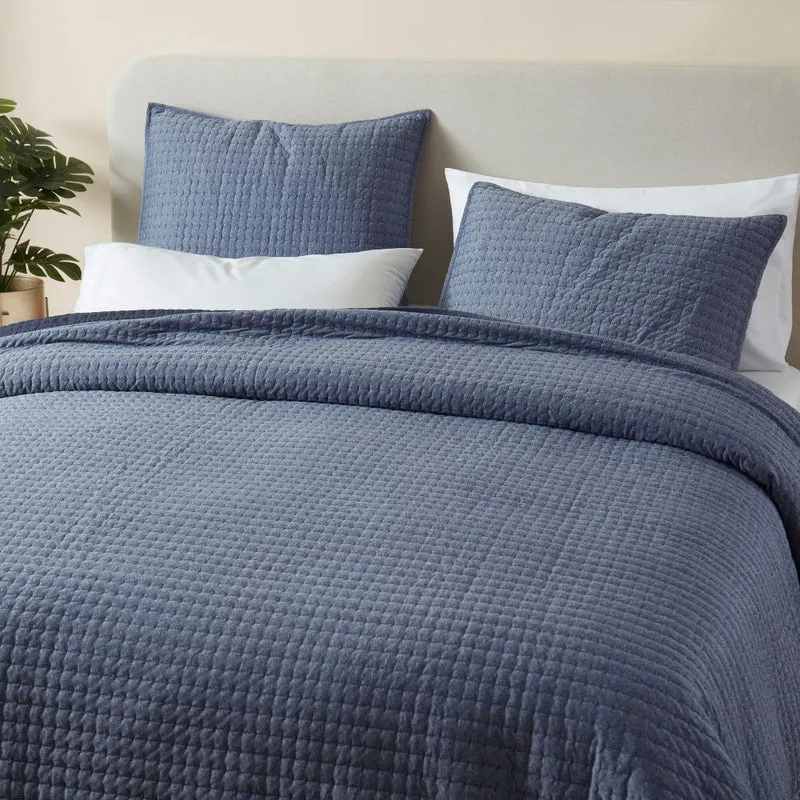 Wonderful Bedding Navy Melange Poly Jersey 3-Piece Quilt Set