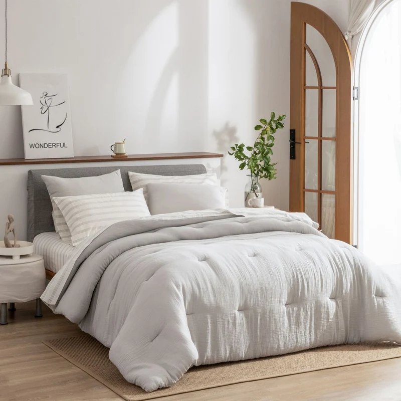 Wonderful Bedding Dreamy Double-layer Voile Cotton 7-Piece Comforter Set