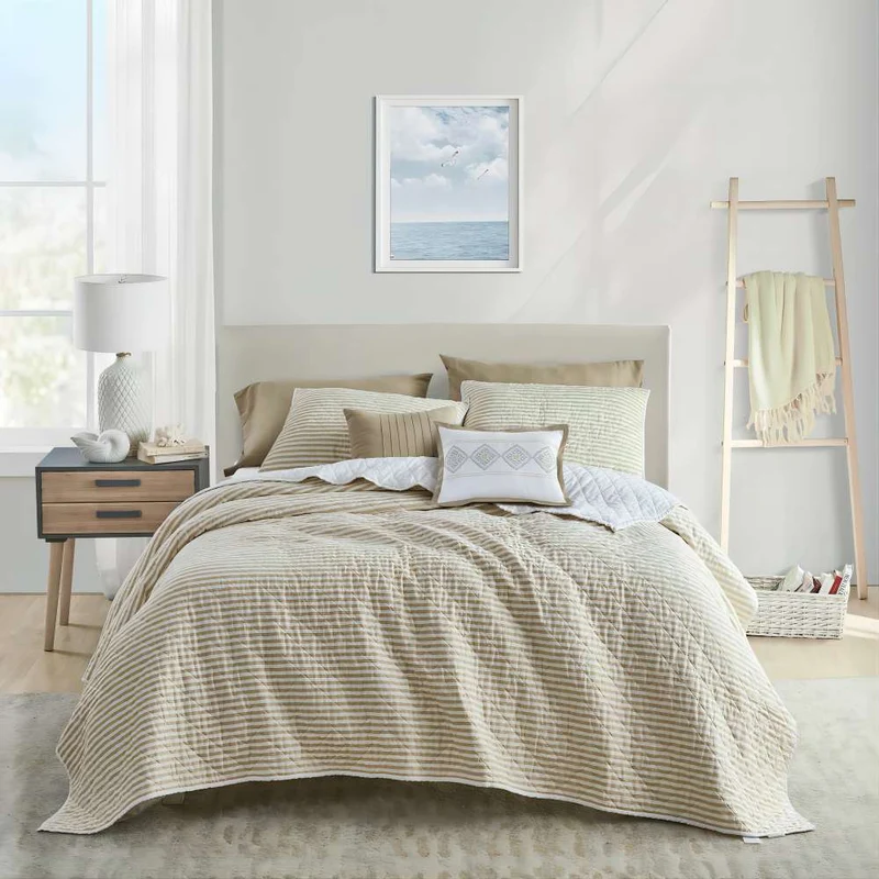 Wonderful Bedding Modern Yarn Dyed Striped Quilt 5-Piece Set