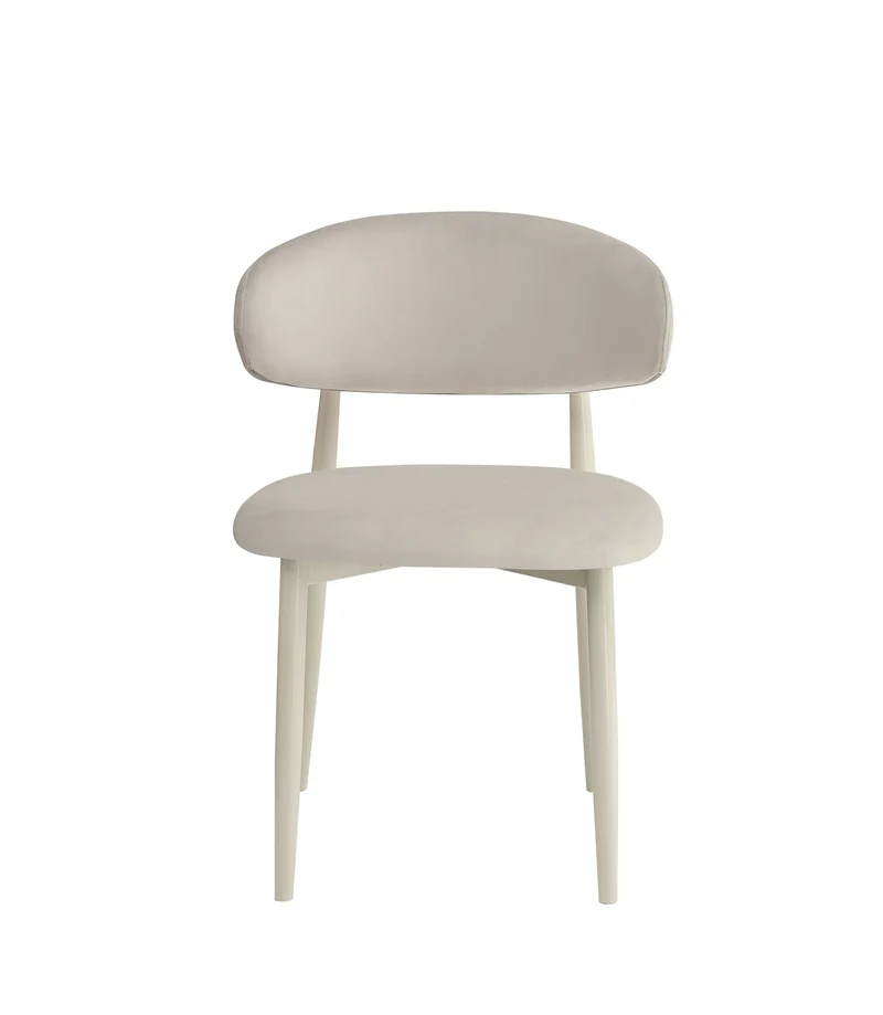 CHAISE LUCILE PIED METAL BEIGE VELOURS BEIGE