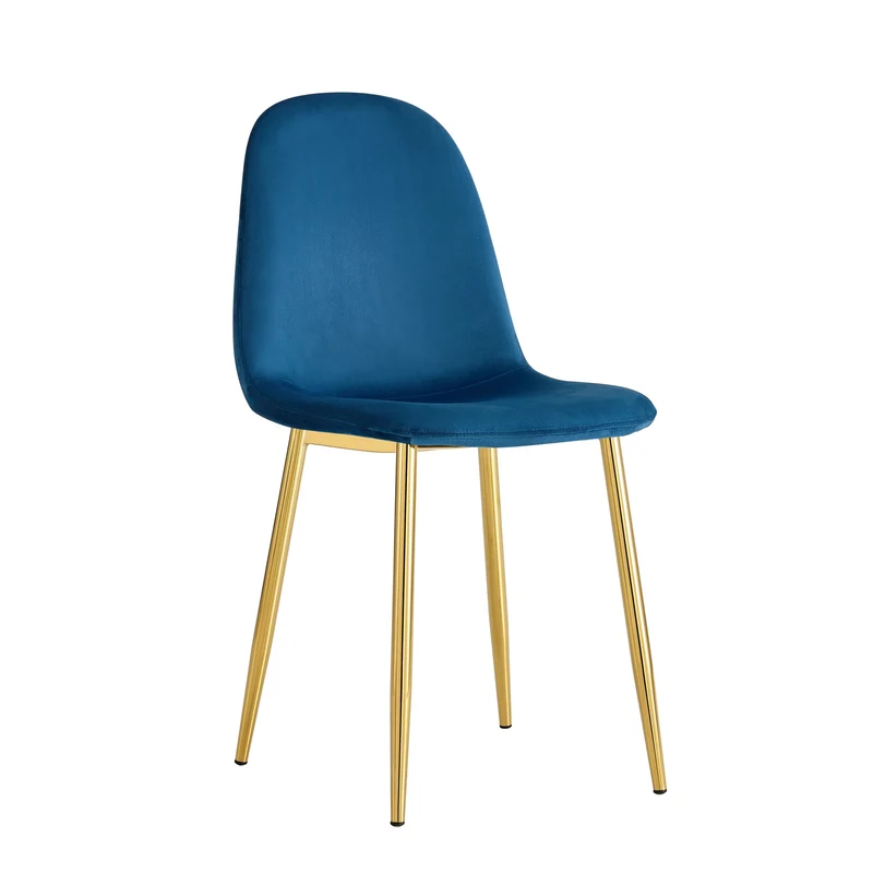 CHAISE SCANDINAVE VELOURS VERT CANARD PIED GOLD