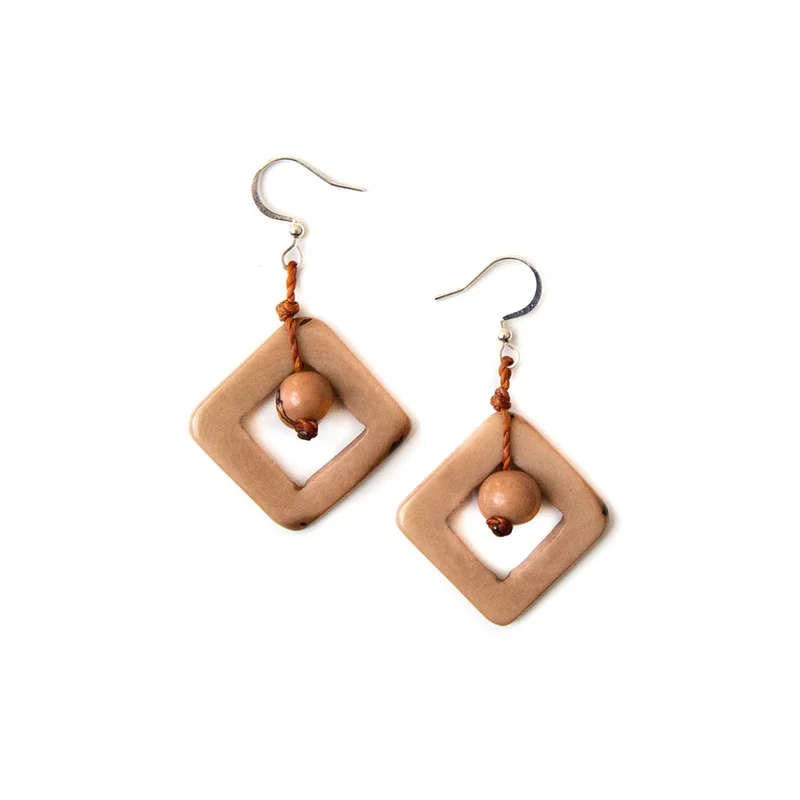 Boucles d'oreilles Irina aux noix de Tagua - Cafe con Leche