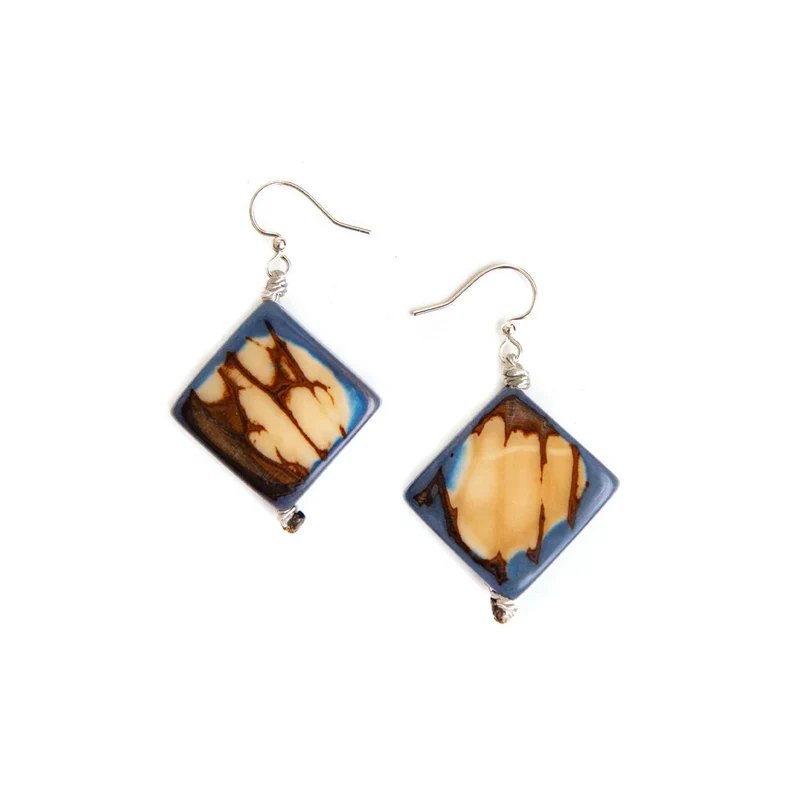 Boucles d'oreilles Juana en noix de tagua - Baie de Biscane