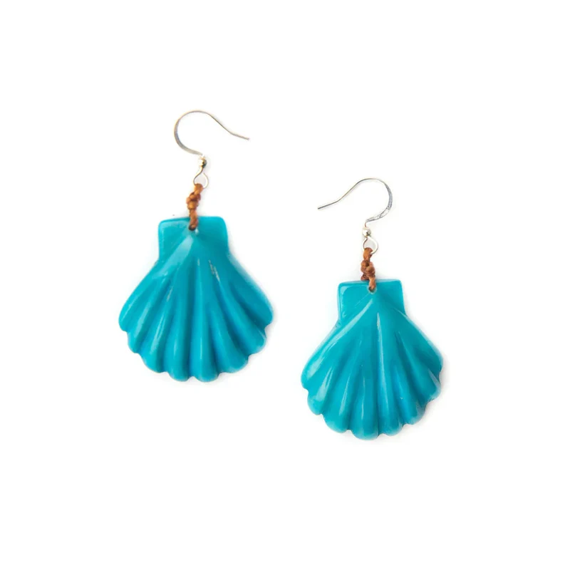 Boucles d'oreilles Malibu en noix de tagua - Turquoise