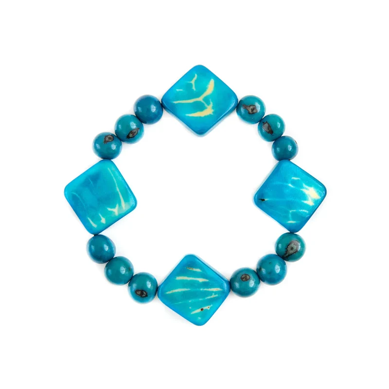 Bracelet Tonia en noix de tagua - Turquoise