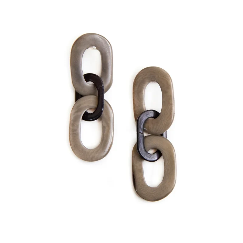Boucles d'oreilles Bri en noix de tagua - Onyx/Charbon