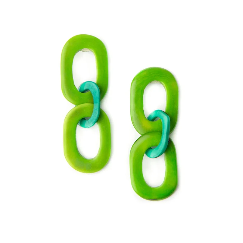 Boucles d'oreilles Bri en noix de tagua - Vert émeraude/citron vert