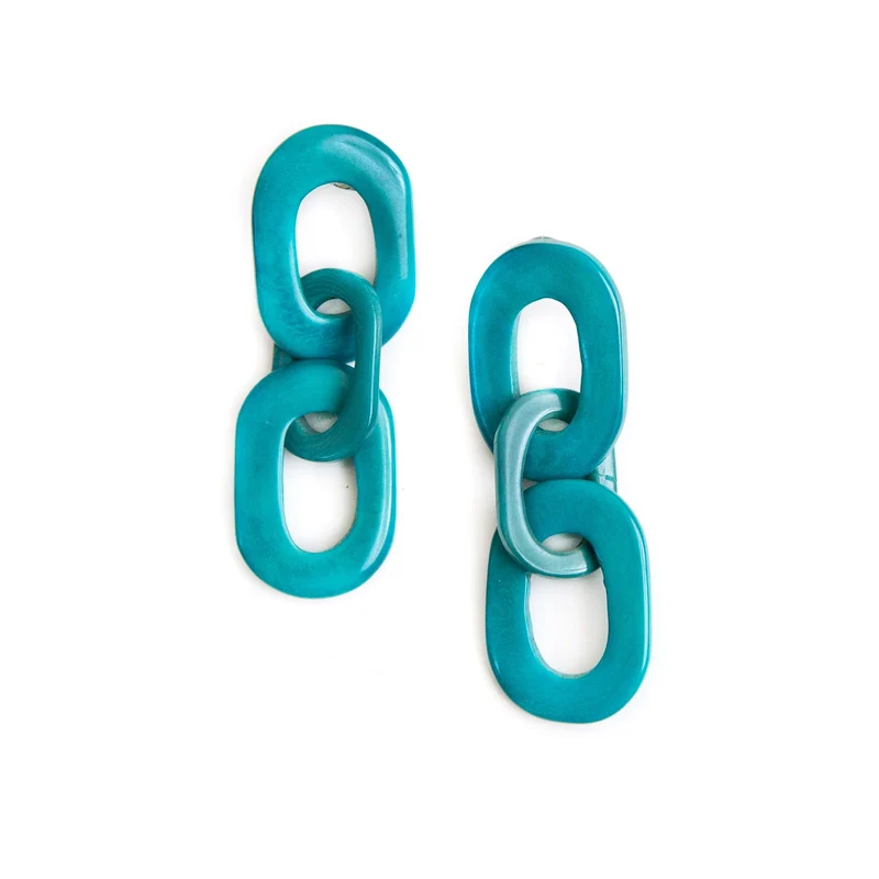 Boucles d'oreilles Bri en noix de tagua - Turquoise