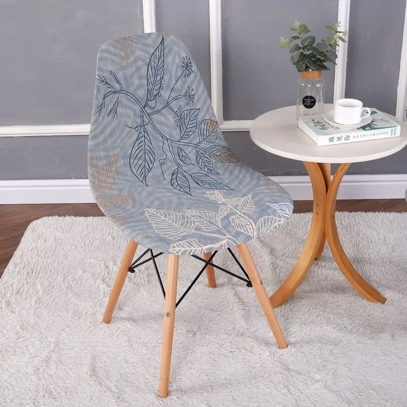 Housse chaise Scandinave Tropicale Gris et Blanc