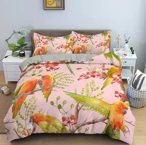 Housse de Couette Florale Oiseau