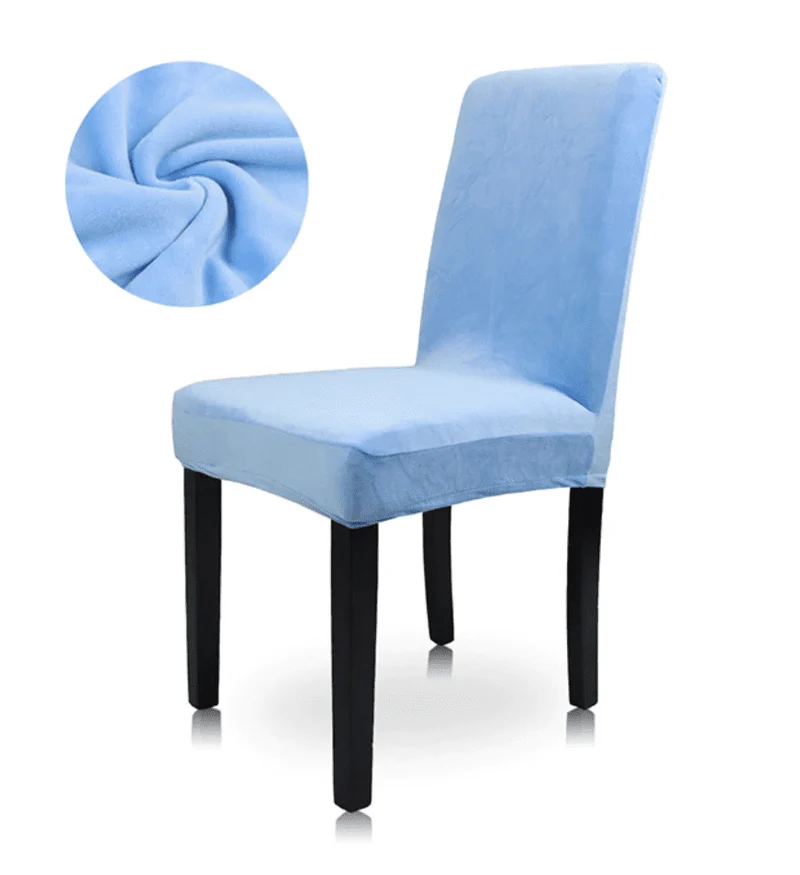 Housse de Chaise Extensible Velours Bleu Ciel