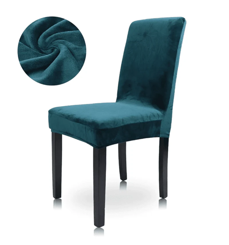 Housse de Chaise Extensible Velours Bleu Canard