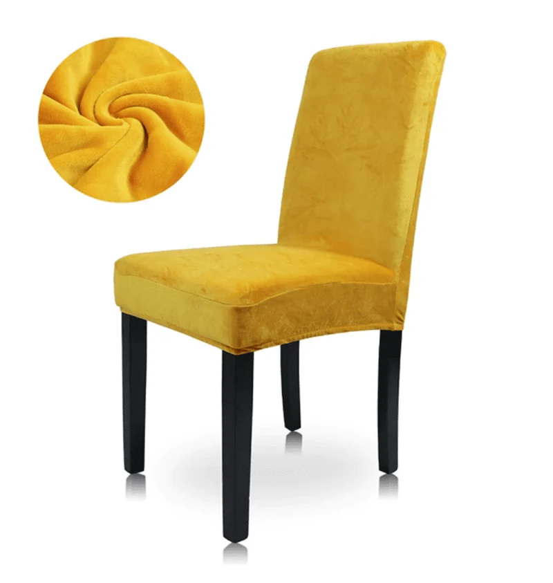 Housse de Chaise Extensible Velours Jaune