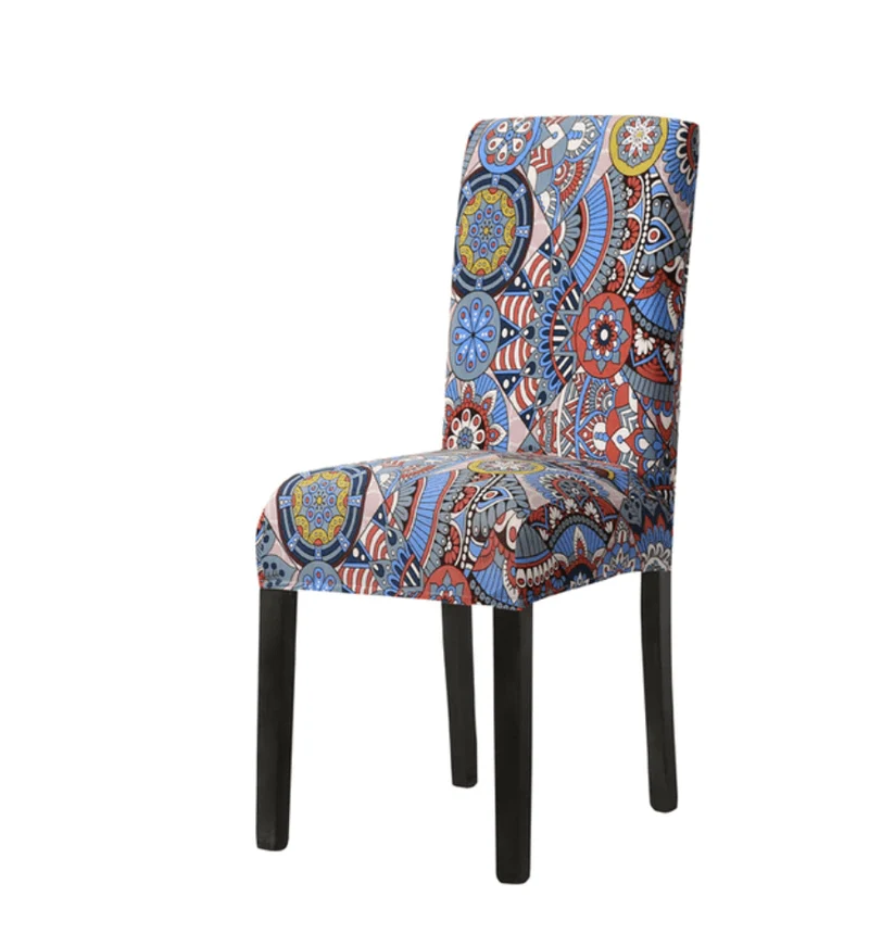 Housse de Chaise Extensible Moderne Bleu et Rouge