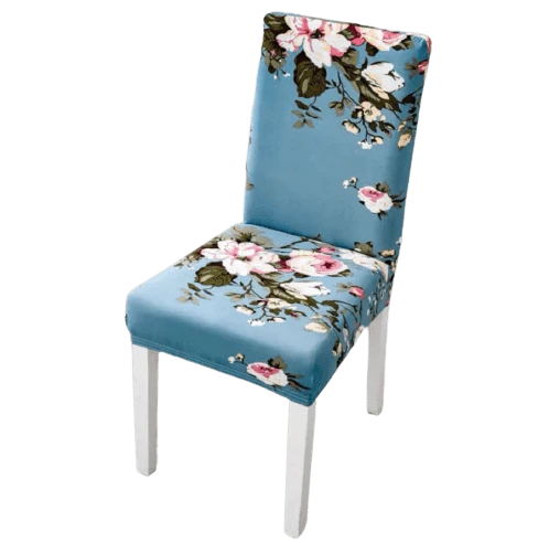 Housse de chaise Fleurie Bleue