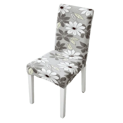 Housse de chaise Fleurie Grise