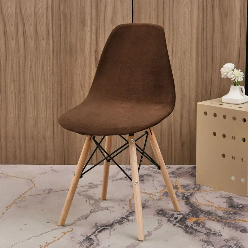Housse chaise Scandinave Velours Marron