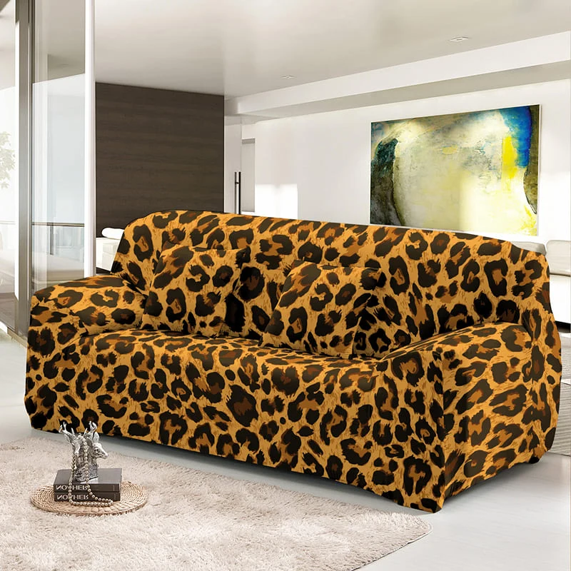Housse de Canapé Extensible Léopard Jaune