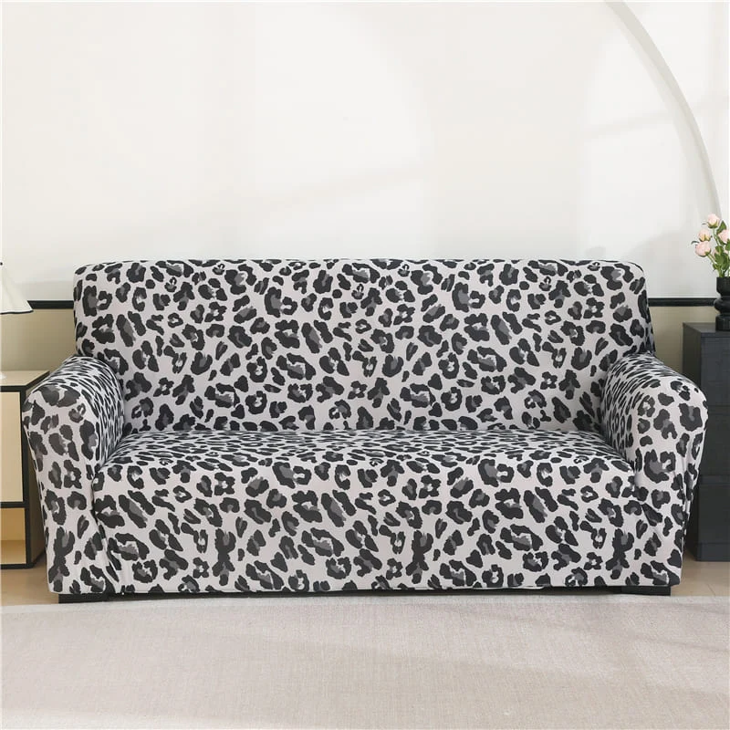 Housse de Canapé Extensible Léopard Blanc