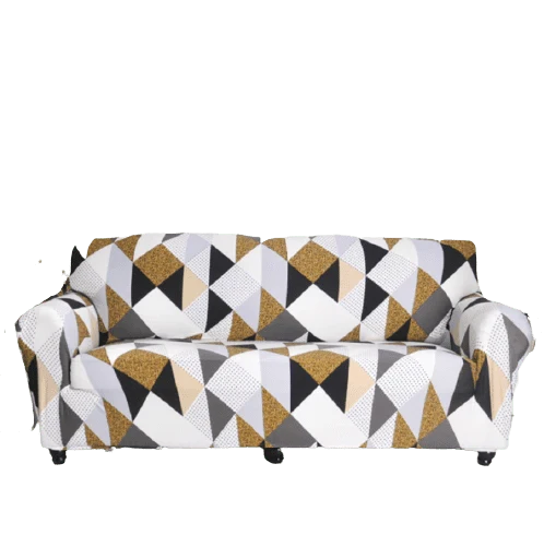 Housse de Canapé Extensible Géométrique Marron