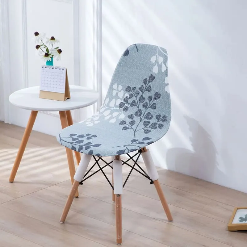 Housse chaise Scandinave Fleurie (Bleu Ciel)