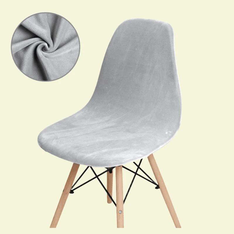 Housse chaise Scandinave Velours Gris Clair